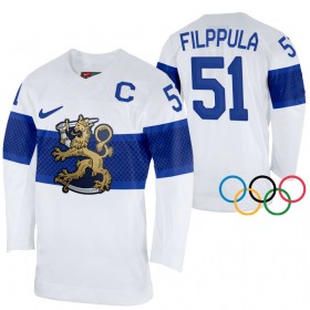 Herren Eishockey Finnland Trikot Valtteri Filppula 51 2022 Winter Olympics Weiß Authentic